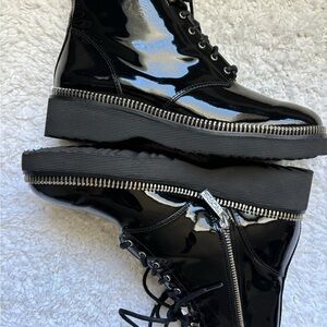 Black Patent Leather Women's Boots